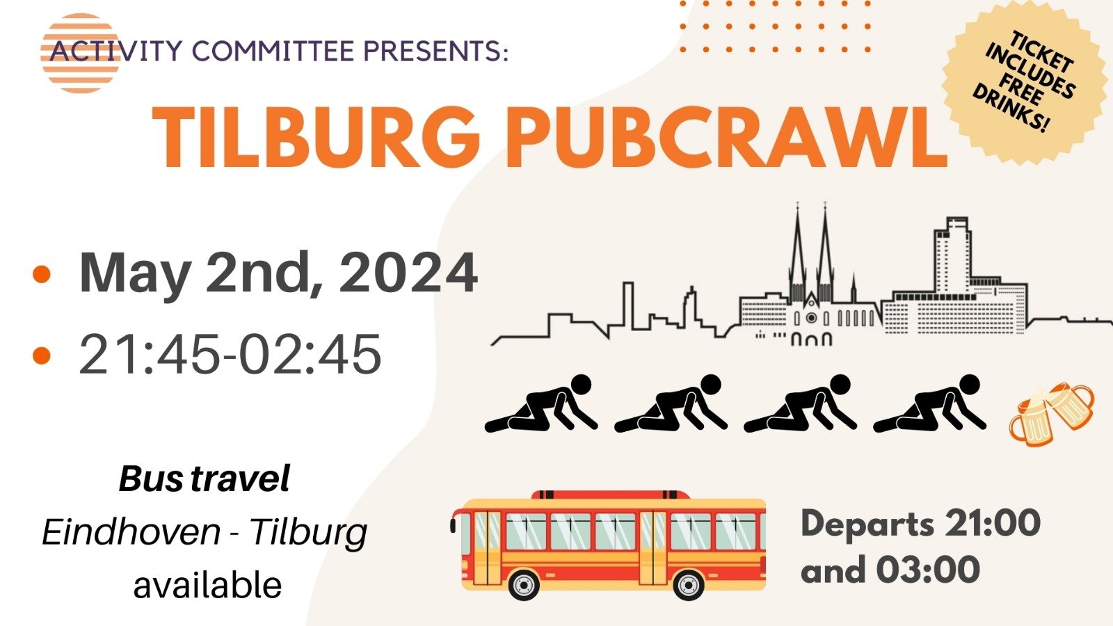 [PARTY BUS TICKET] Tilburg PubCrawl - Explore Tilburg